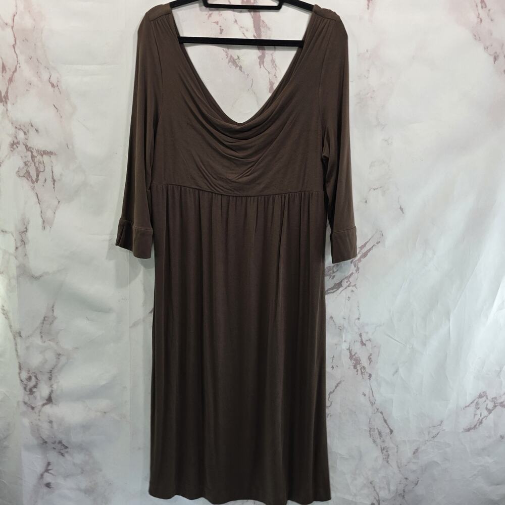 Boston Proper Dress Womens Large Brown Off Shoulder Chocolate Midi Long